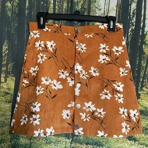 Floral Corduroy Mini Skirt
